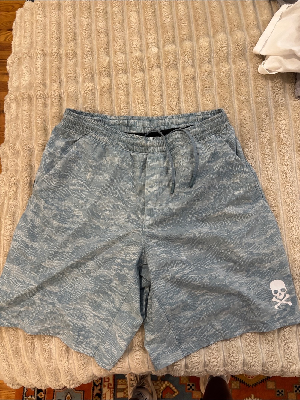Lululemon x Soul Cycle  Athletic Drawstring Shorts large with Skull Accent